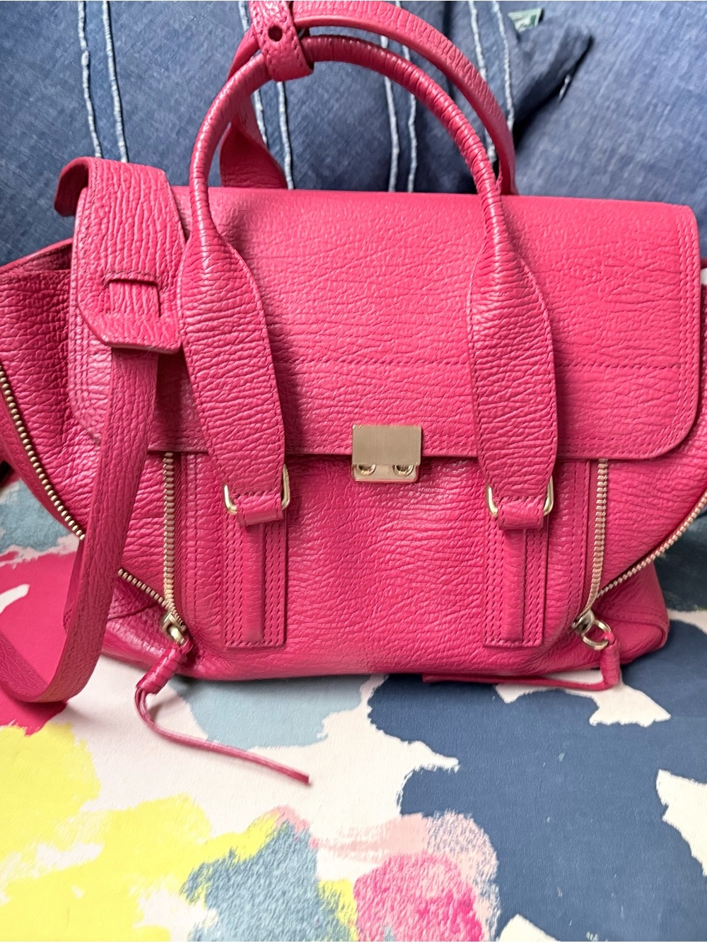 3.1 Phillip Lim Red Textured Leather Satchel